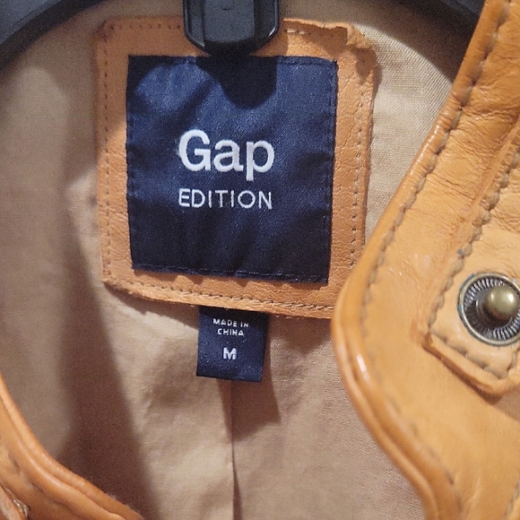 GAP Women's Tan Leather Jacket - Picture 3 of 8